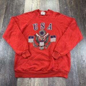 Vintage 1980s World Tour Tag USA Double Sided US Map Red Men's Sweatshirt Size L